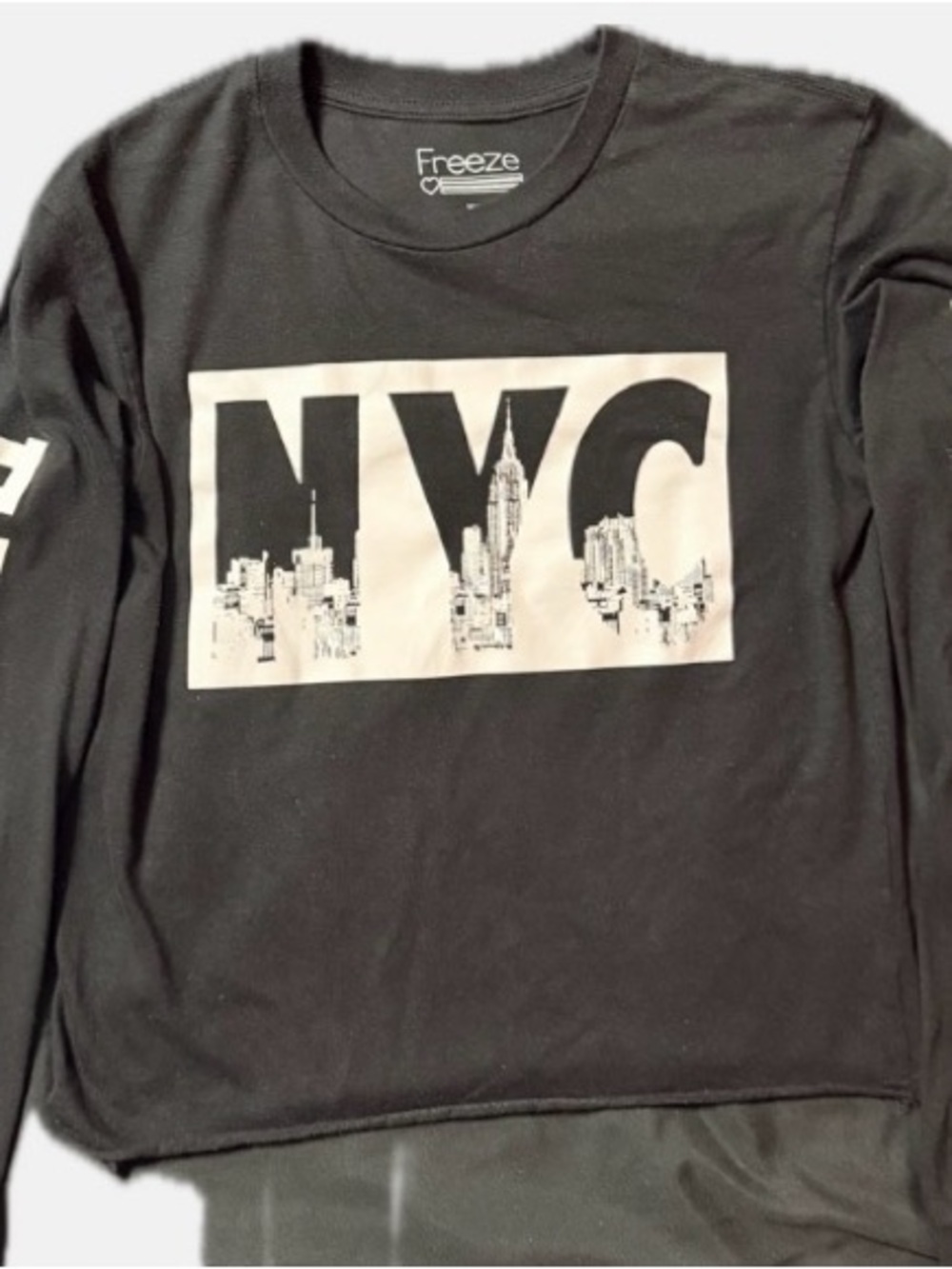 Girls Freeze NYC Graphic Long Sleeve Tee - Black & White